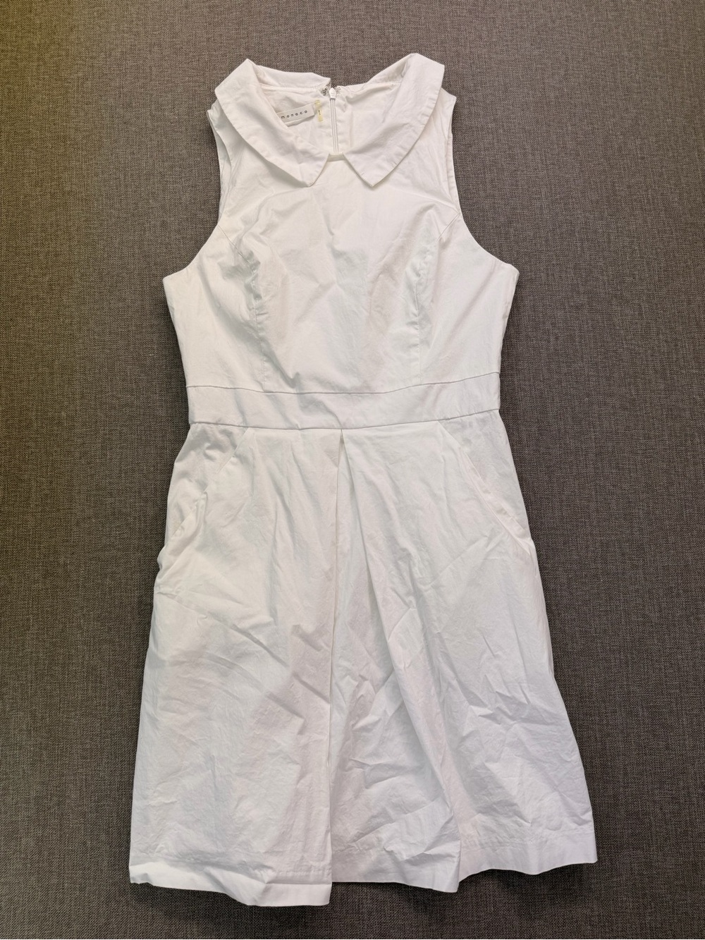 Susana Monaco White Sleeveless knee length Dress with Peter Pan Collar Small